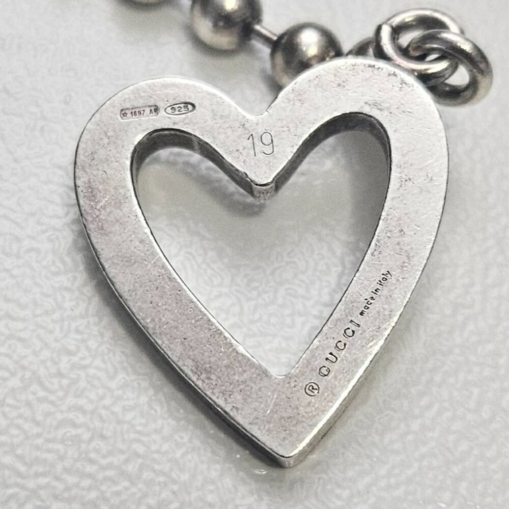 Gucci Sterling Silver Ball Chain Heart Toggle Bracelet Silver 925 - Picture 2 of 6